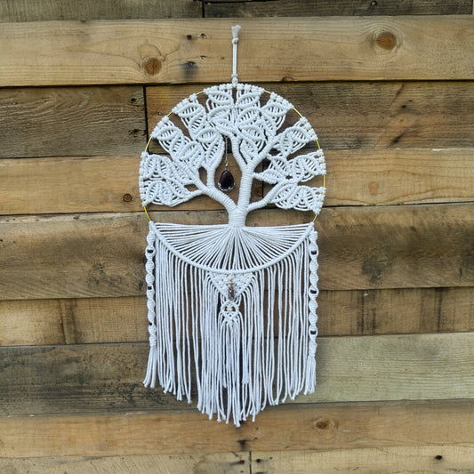 White 12" Macrame Tree